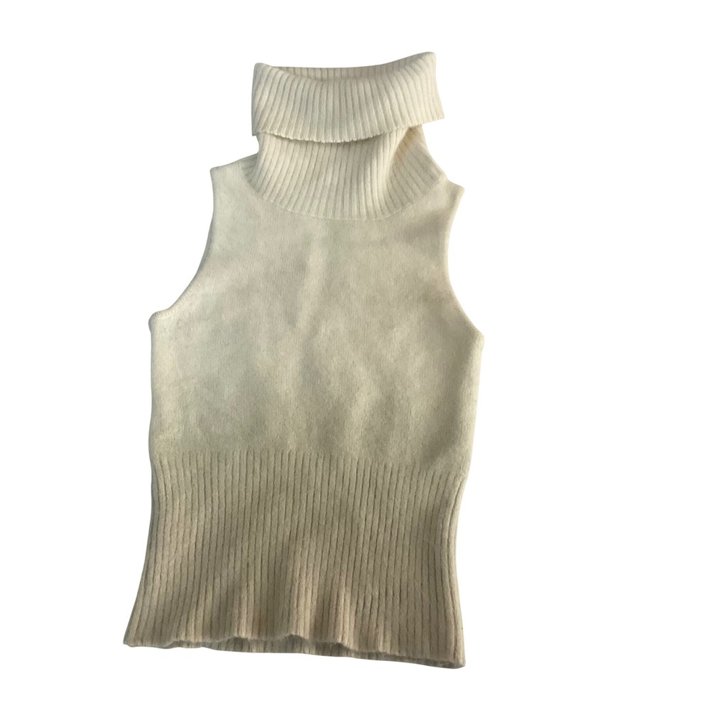 Rampage Turtleneck Ombré Sweater Women M White Angora Blend Sleeveless Knit Top